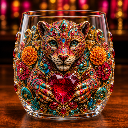 💀🌼 Día de los Muertos Crystal Glass Art Cup | Bright Raised 3D Calavera Glassware for Whiskey, Home Décor & Meaningful Gifts 🎁