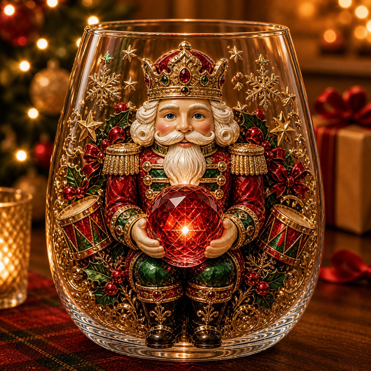 🎄✨ Enchanted Christmas Crystal Glass Art Cup | Bright Raised 3D Holiday Glassware for Whiskey, Festive Décor & Magical Gifts 🎁
