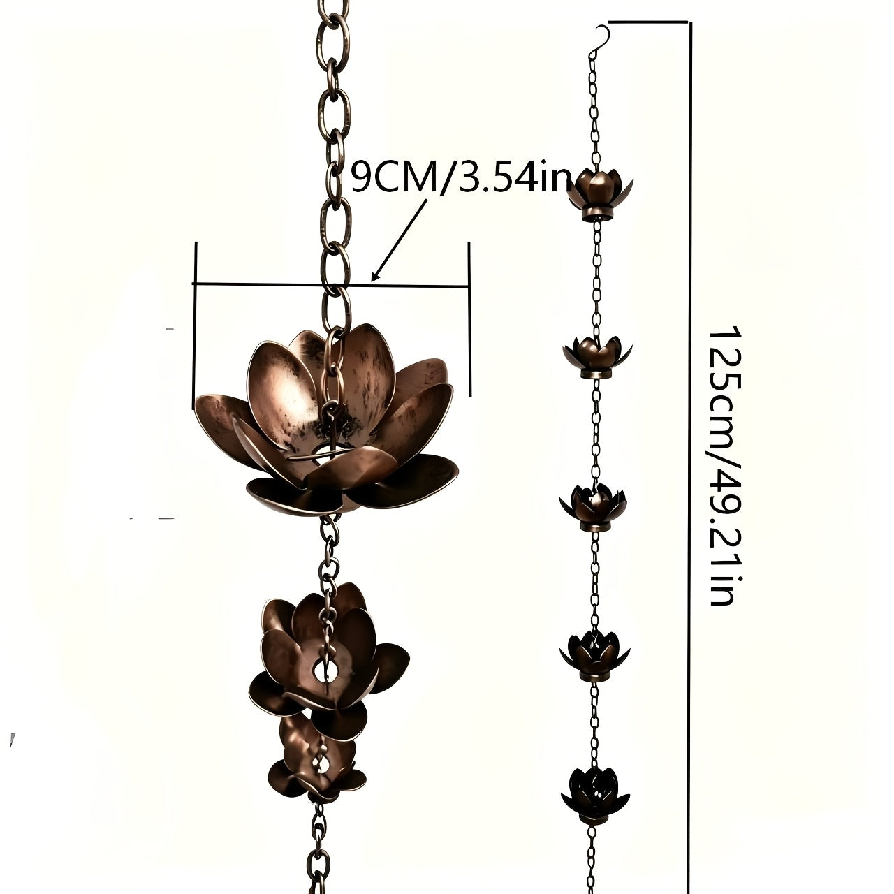 Metal Iron Lotus Flower Rain Chain – Elegant Garden Décor