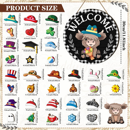 🔥 50% Off Limited Time 🔥35Pcs Interchangeable Highland Cow Welcome Sign