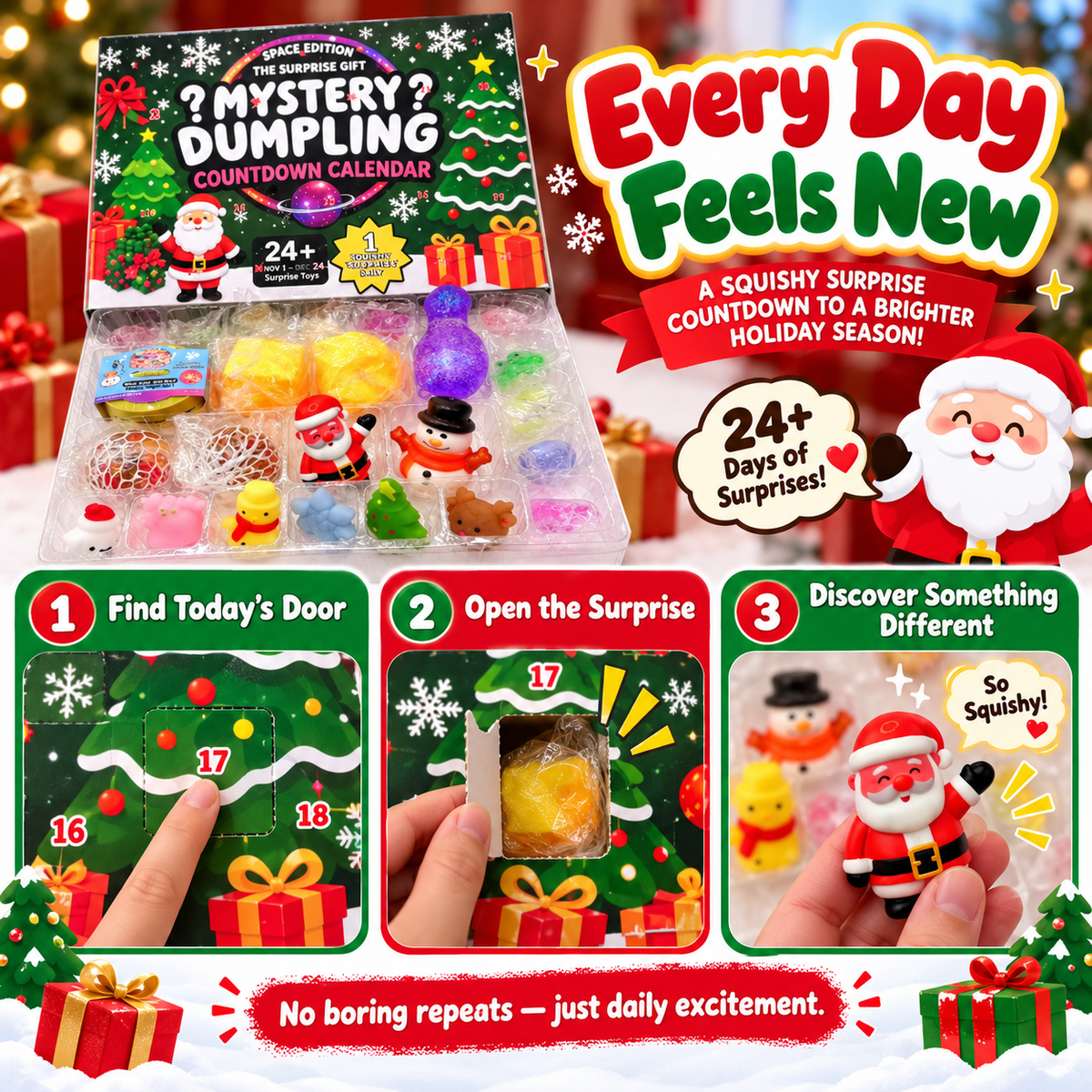 🎄 Space Edition Mystery Squishy Countdown Calendar | 🎁 24 Days of Different Surprises