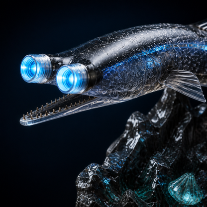 Abyssal Watcher Telescope Fish LED Sculpture – Deep Sea Collector Light