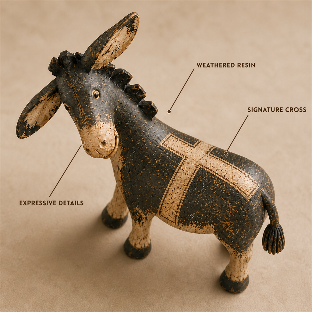Faithful Donkey Keepsake dimensions: 8.7 inches wide, 3.9 inches deep, and 8.3 inches high