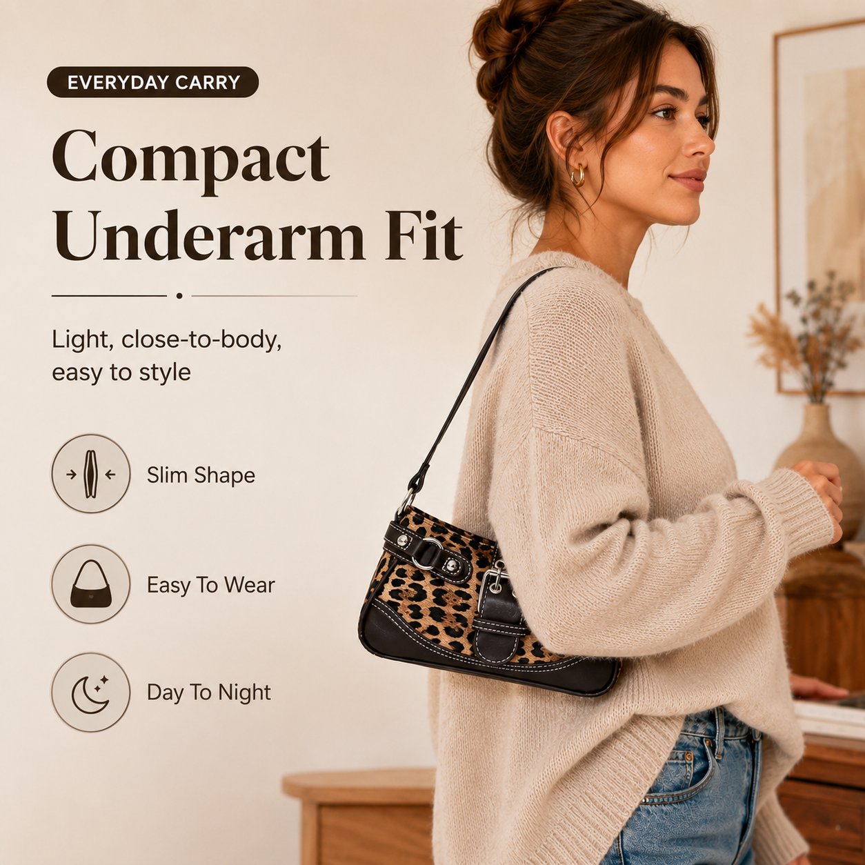 Trendy Leopard Print Underarm Shoulder Bag