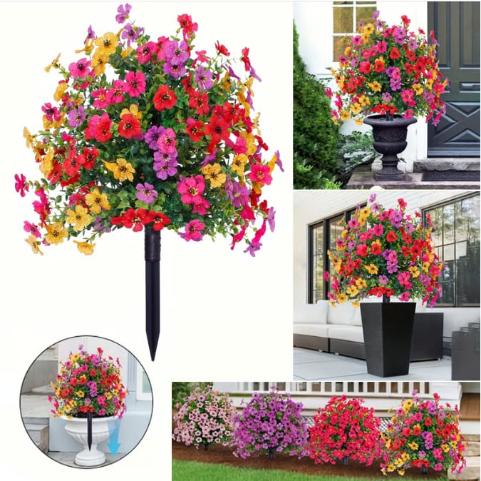🔥 Best Seller🌸 🌿 UV-Resistant & Waterproof Artificial Daisy & Eucalyptus Stakes – Indoor & Outdoor Floral Decor