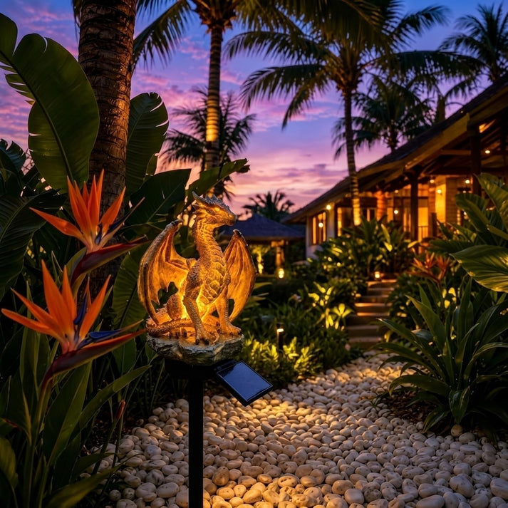🎁 Dragon Lover's Gift 🐉 Solar LED Dragon Statue – Waterproof Garden & Patio Ornament