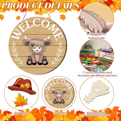 🔥 50% Off Limited Time 🔥35Pcs Interchangeable Highland Cow Welcome Sign