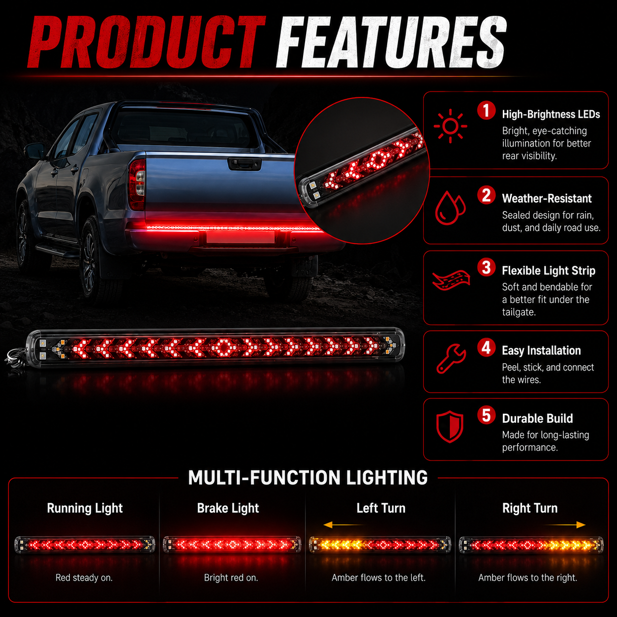 🔥Last day sale 50% OFF💡🚗60-Inch LED Tailgate Light Bar Strip