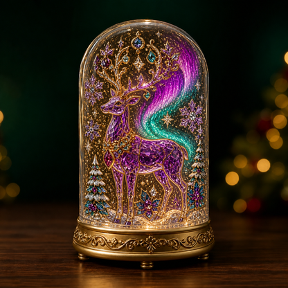 🎄✨ Enchanted Christmas Crystal Glass Lantern | Raised 3D Jewel Holiday LED Luminary for Mantel Décor & Magical Gifts 🎁