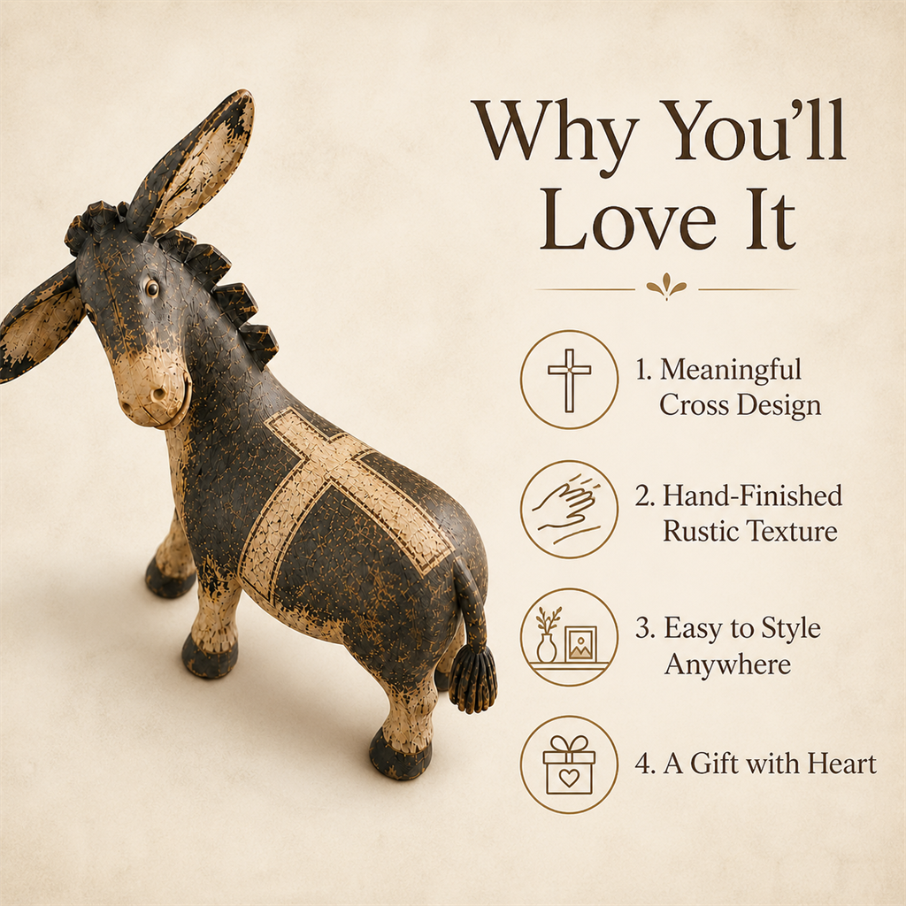 🫏✝️ Faithful Donkey Keepsake – Rustic Christian Home Décor & Meaningful Gift
