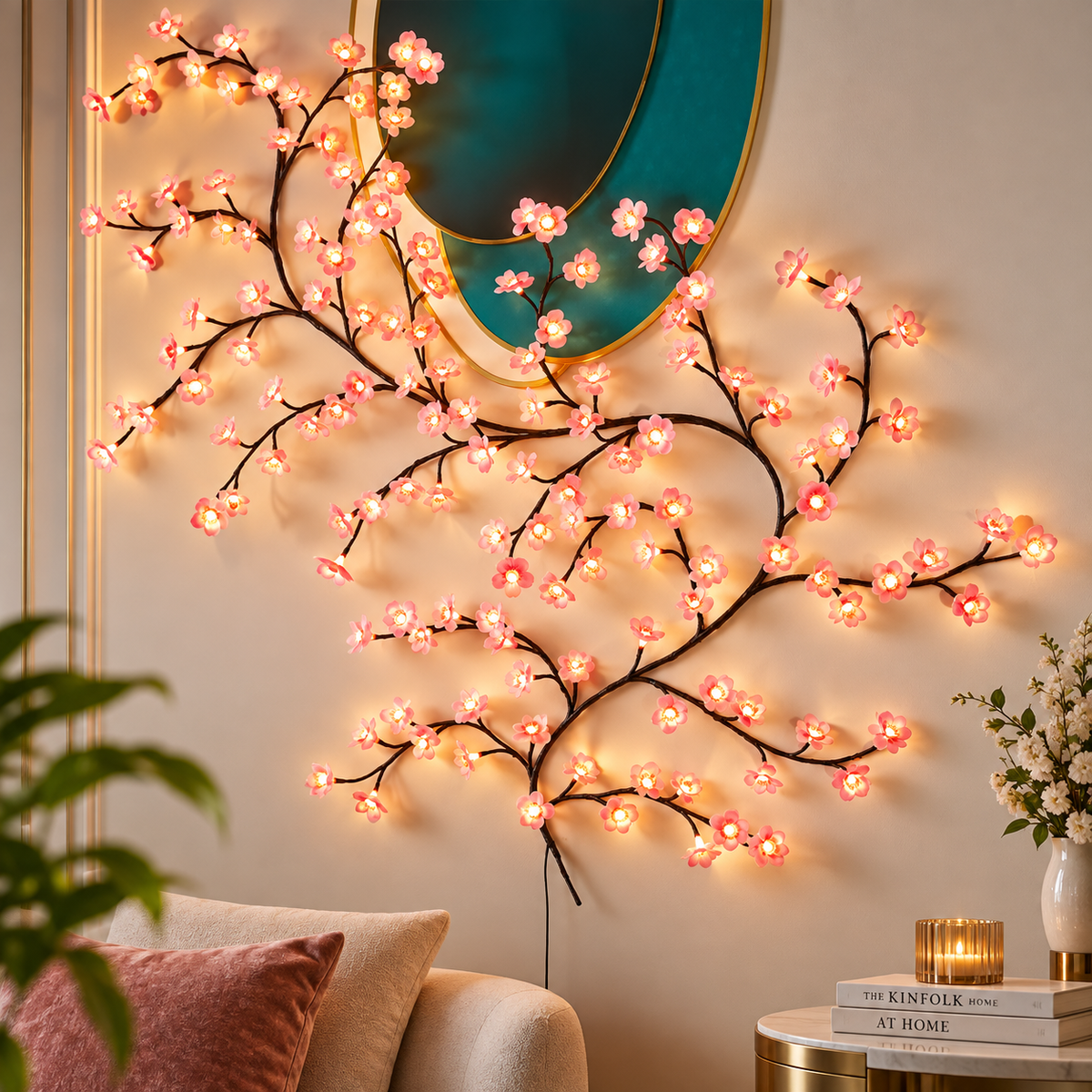 8FT Indoor Easter Vine String Lights – 96 Warm White LEDs, Plug-In Powered – Willow Branch Design for Indoor Easter Décor
