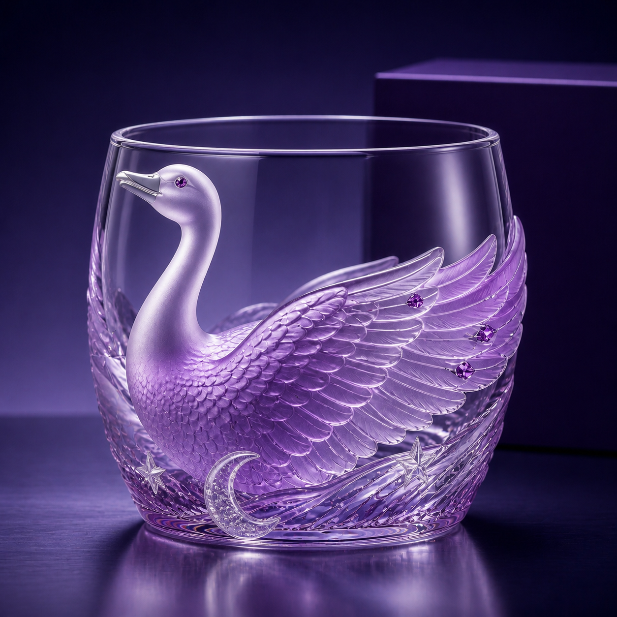 🪿Crystal Goose Glass Art Cup – 3D Raised Collectible Lowball Glass