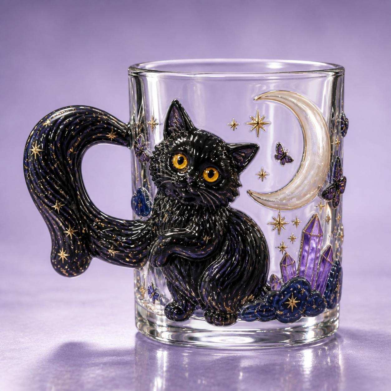🐾✨ 3D Animal Tail Glass Mug | Raised Sculptural Clear Glass Cup with Character Handle – 12 oz Collectible Gift