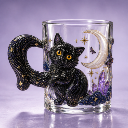 🐾✨ 3D Animal Tail Glass Mug | Raised Sculptural Clear Glass Cup with Character Handle – 12 oz Collectible Gift