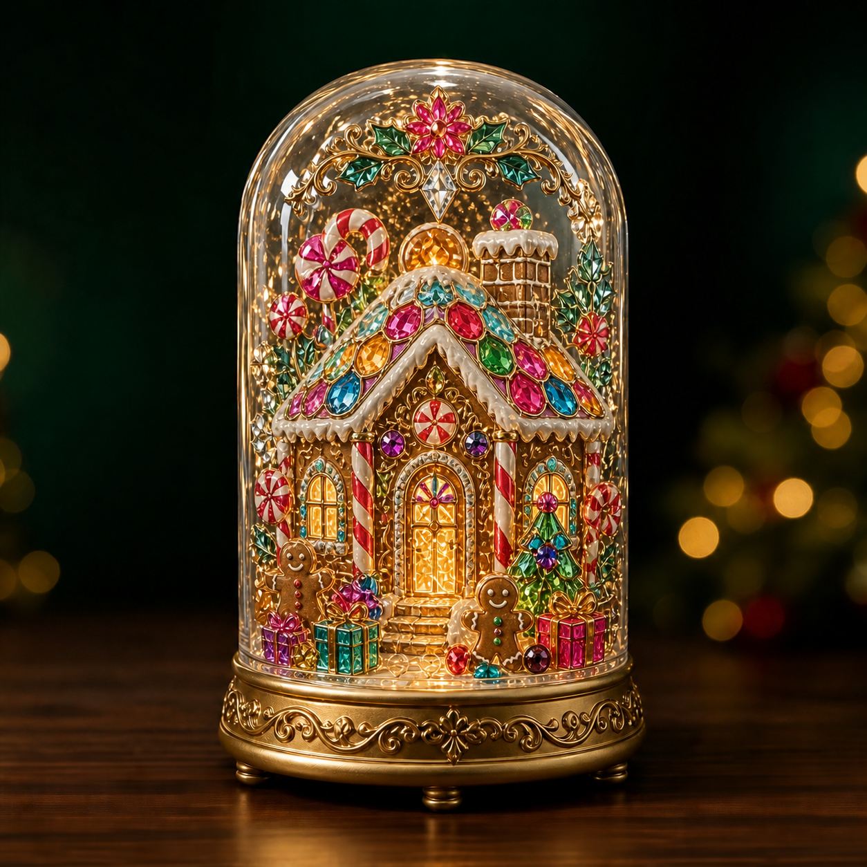 🎄✨ Enchanted Christmas Crystal Glass Lantern | Raised 3D Jewel Holiday LED Luminary for Mantel Décor & Magical Gifts 🎁