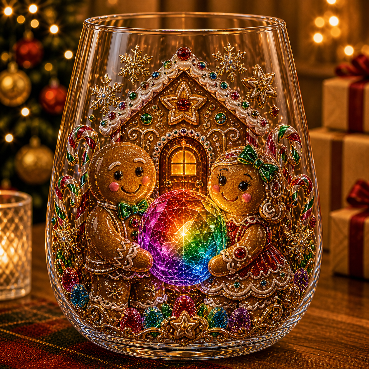 🎄✨ Enchanted Christmas Crystal Glass Art Cup | Bright Raised 3D Holiday Glassware for Whiskey, Festive Décor & Magical Gifts 🎁