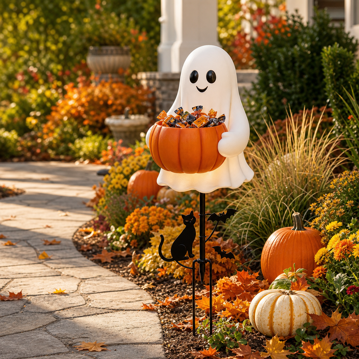 🔥 Spooky Season Sale – 50% Off 🎃 👻 Halloween Ghost Candy Holder Garden Stake