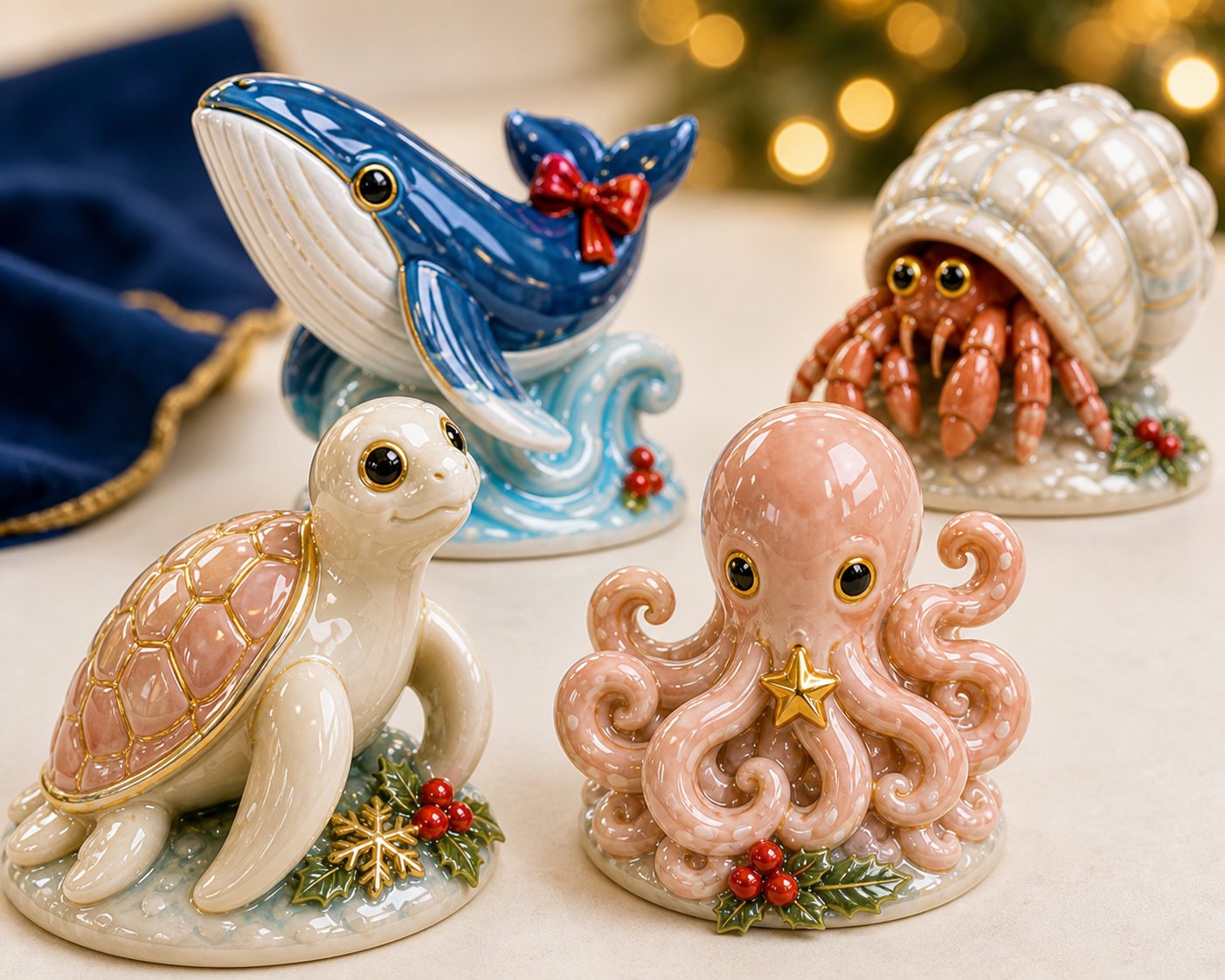 🌊🎄 Pearlescent Ocean Wonders Advent Calendar - 24 Unique Glazed Collectibles