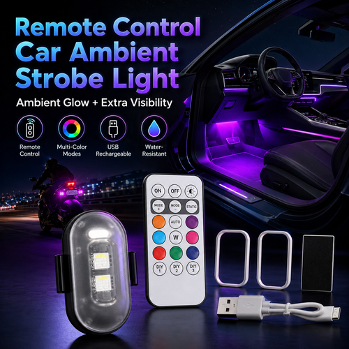 🔥2026 Hot Sale🔥 🚗✨ Remote Control Car Ambient Strobe Light 🌈⚡ Colorful Glow & Night Visibility