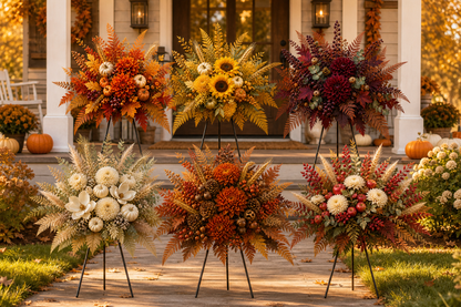 🍂 Everlasting Harvest Floral Garden Stake Collection | 6 Fall Porch Arrangements + Complete Set