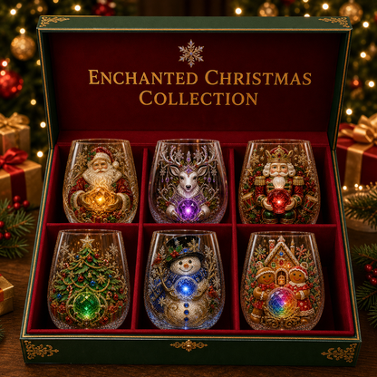 🎄✨ Enchanted Christmas Crystal Glass Art Cup | Bright Raised 3D Holiday Glassware for Whiskey, Festive Décor & Magical Gifts 🎁