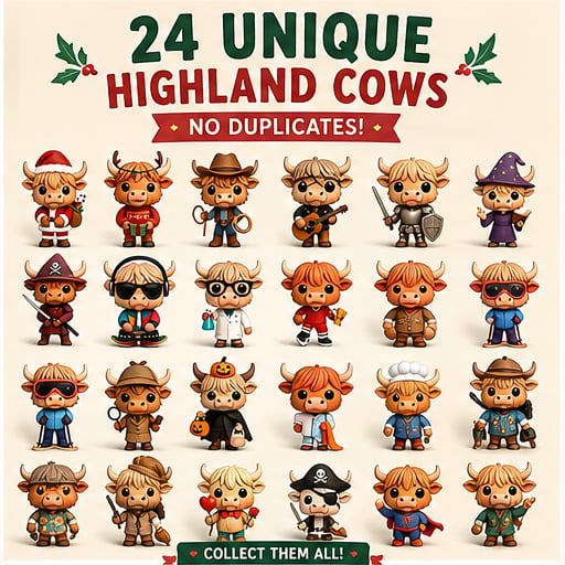 Highland Cow Christmas countdown collection