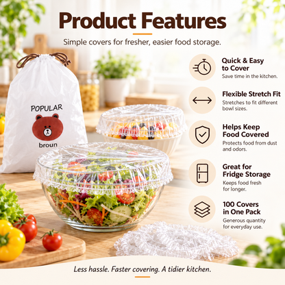 🔥Buy 2 Get 1 Free Now ✨Disposable Food Covers Fresh Keeping Bags (100pcs)🌿