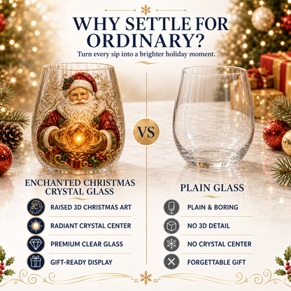 🎄✨ Enchanted Christmas Crystal Glass Art Cup | Bright Raised 3D Holiday Glassware for Whiskey, Festive Décor & Magical Gifts 🎁