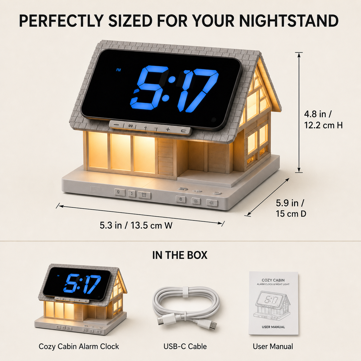 Cozy Cabin dimensions and box contents