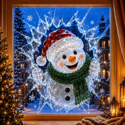 🔥Limited time 49% OFF -✨🎄19.7'' Crystal Christmas Break-In Window Decal — 3D Shattered-Glass Holiday Window Decoration