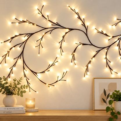 8FT Indoor Easter Vine String Lights – 96 Warm White LEDs, Plug-In Powered – Willow Branch Design for Indoor Easter Décor