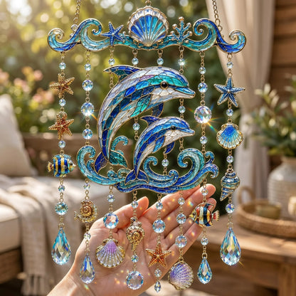 🌊Ocean-Themed Crystal Wind Chime – ✨Bring the Ocean Glow to Your Garden