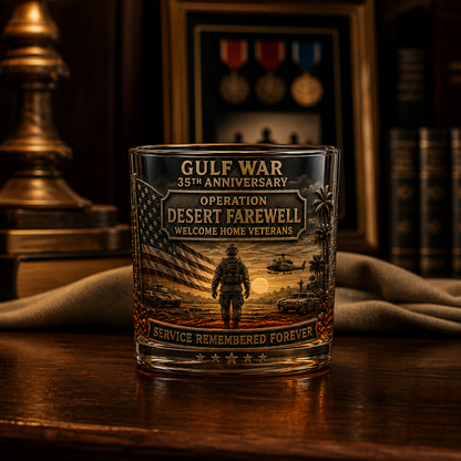 Gulf War 35th Anniversary Commemorative Whiskey Glass – Raised Tribute Barware