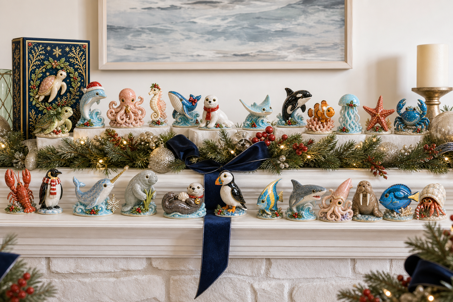 🌊🎄 Pearlescent Ocean Wonders Advent Calendar - 24 Unique Glazed Collectibles