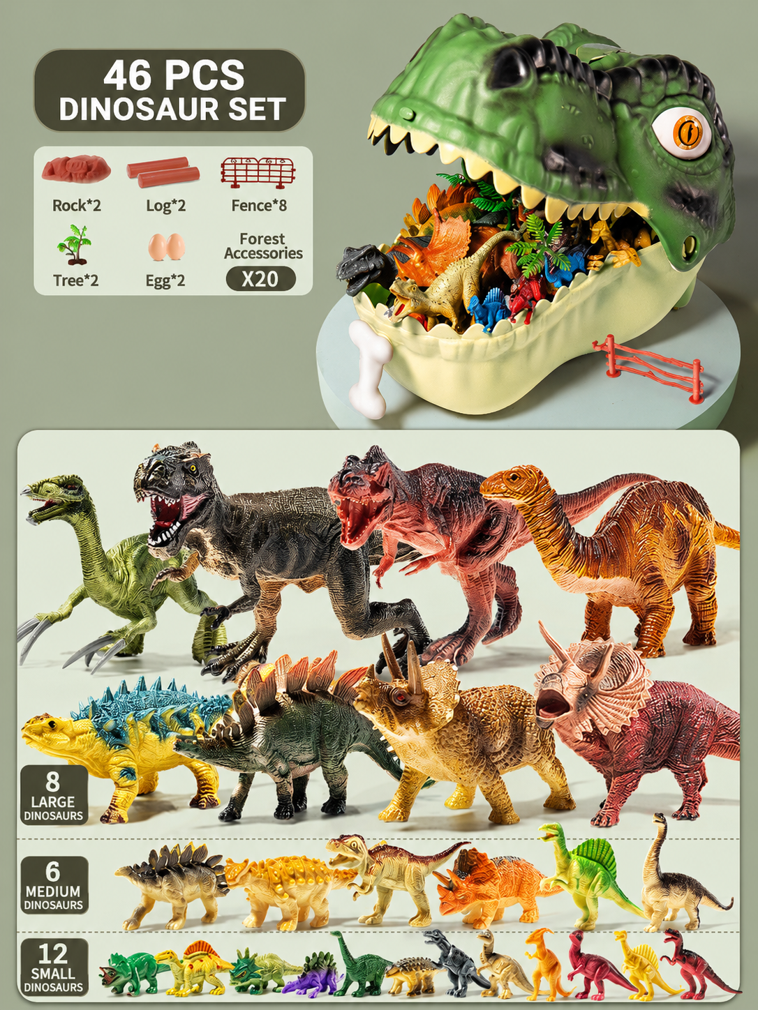 🦖 Dinosaur World Playset – 46PC & 94PC Realistic Dinosaur Adventure Set