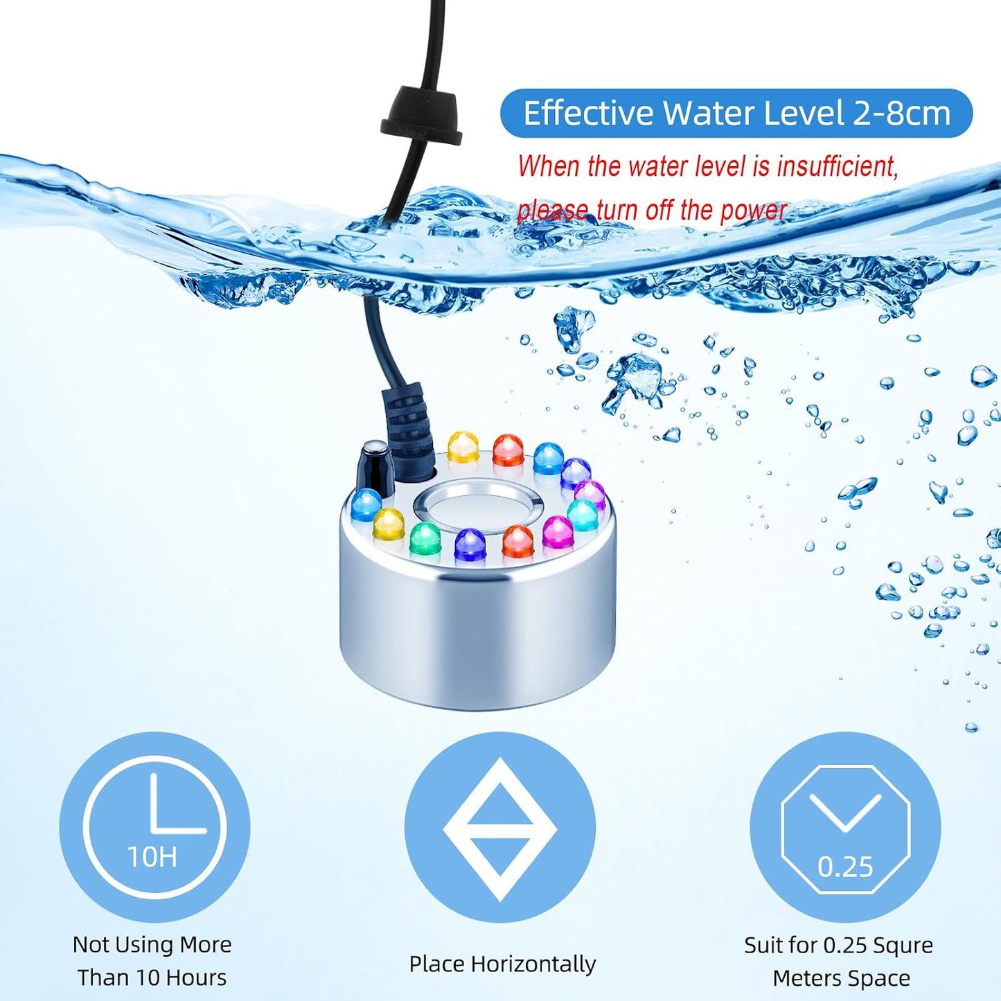 ⚡ 12-LED Ultrasonic Mist Maker Fogger – Creates cool mist & colourful light – Perfect for humidifiers, fountains or Halloween decor – runs quietly in water 💧✨
