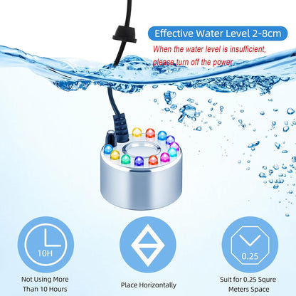 ⚡ 12-LED Ultrasonic Mist Maker Fogger – Creates cool mist & colourful light – Perfect for humidifiers, fountains or Halloween decor – runs quietly in water 💧✨