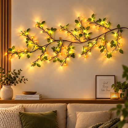8FT Indoor Easter Vine String Lights – 96 Warm White LEDs, Plug-In Powered – Willow Branch Design for Indoor Easter Décor