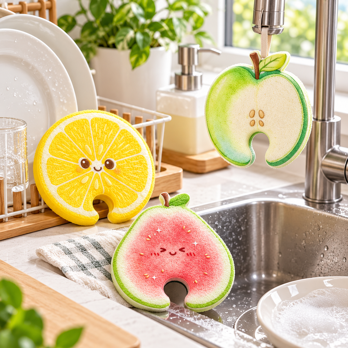 🔥Buy 2 Get 1 Free ✨Cute Fruit-Shaped Dishwashing Sponge Brush🧼