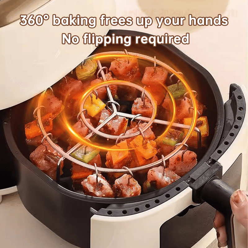 🔥 Hot Sale 50% OFF | Air Fryer Skewer Rack 🍢 360° Vertical Grill Stand for Easy BBQ-Style Cooking