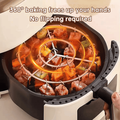 🔥 Hot Sale 50% OFF | Air Fryer Skewer Rack 🍢 360° Vertical Grill Stand for Easy BBQ-Style Cooking