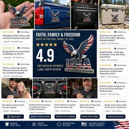Buy 2 Get 1🔥 🇺🇸250th Anniversary - ★USA Faith, Family & Freedom★ Metal Emblem