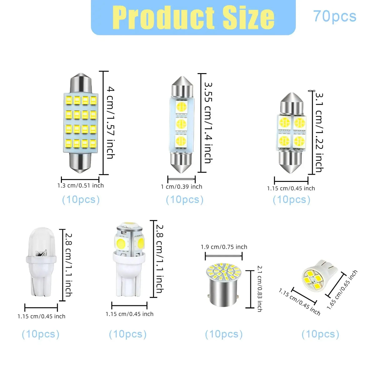 🔥70 & 42 Pcs Interior Car Light Kit