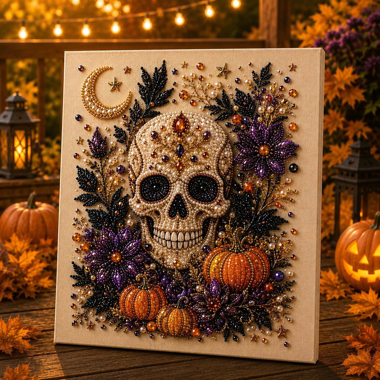 👻✨ Halloween Sparkling Pearl Art DIY Kit 🎃💎 – Create, Decorate & Display 🖼️🧡
