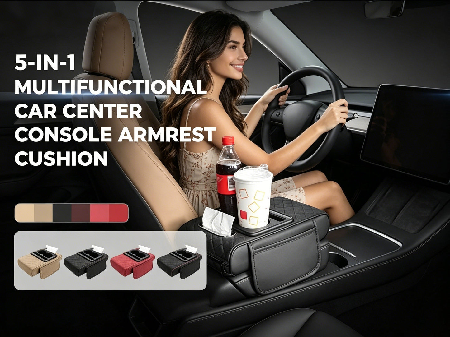 🚗 Multifunctional PU Leather Car Armrest Box Mat ✨