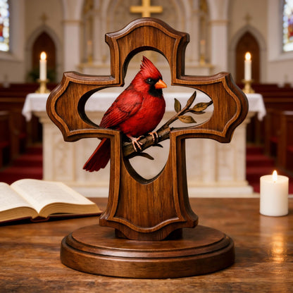 💗 Limited-Time 49% OFF | Cardinal Cross Ornament ✝️ Meaningful Memorial Gift for Loved Ones