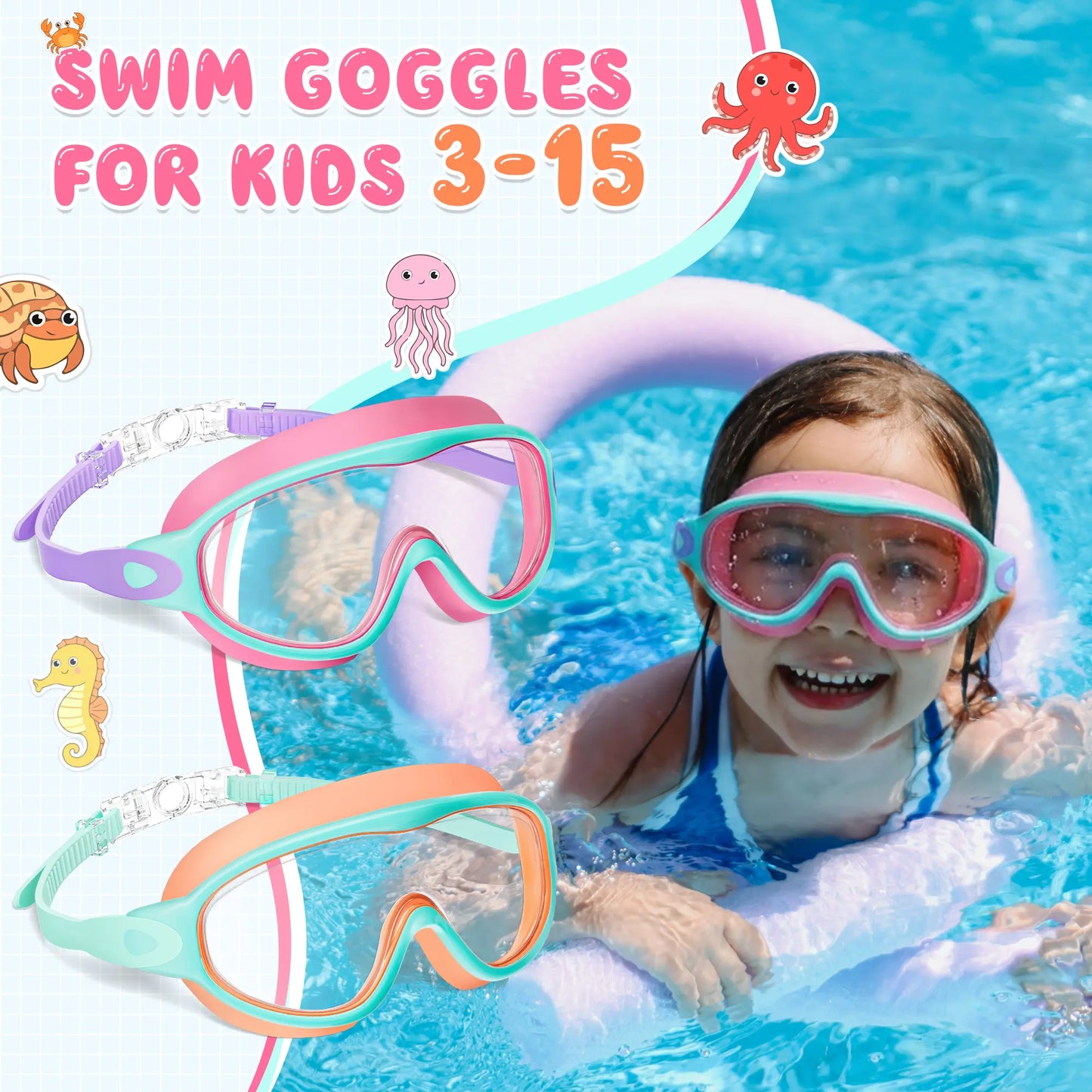 🔥 Season Hot Seller! Summer Must-Have 2-Pack Kids Swim Goggles 🏊‍♂️