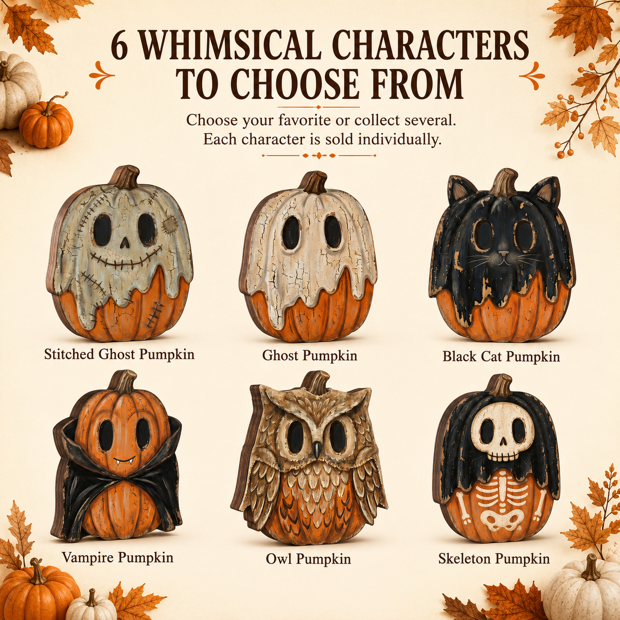 🎃 49% OFF Today | Vintage Wooden Pumpkin Tabletop Decor 🍂 Rustic Halloween Home Decoration