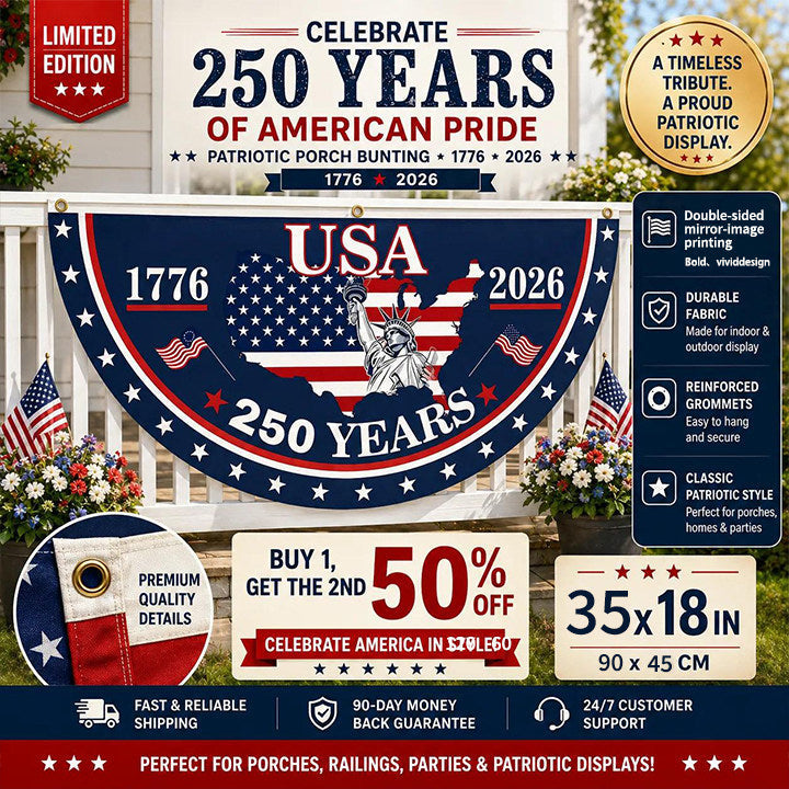 🦅🎆 Patriotic Best Seller  USA 250th Anniversary Flag Banner – Honor the American Spirit