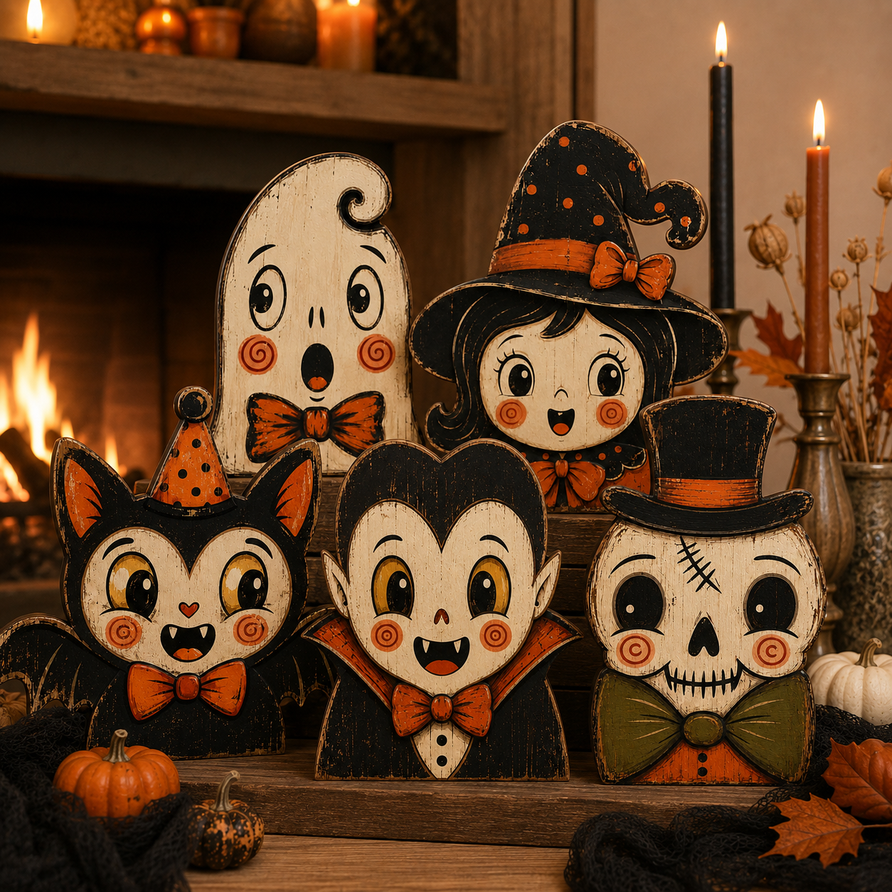 🎃 2026 Hot Sale Vintage Halloween Wooden Character Tabletop Decor 🔥